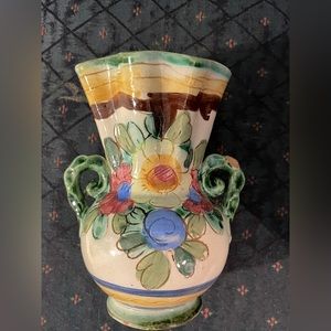 Antique Italian Majolica Terracotta Vase, one of a kind!